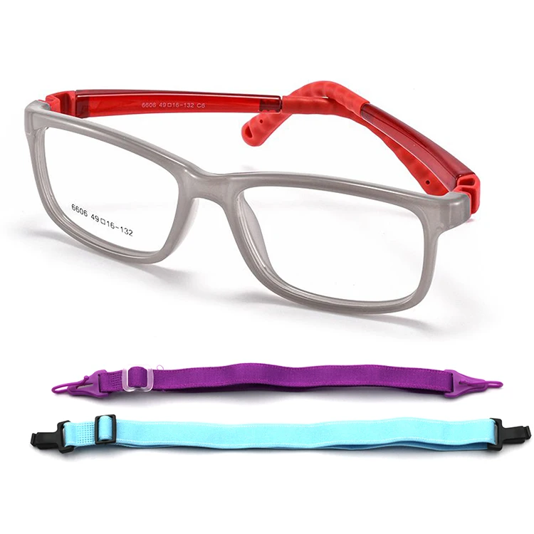 Dual Colors, High Classic, Flexible Hingeless, Elastic Cord, Environmental, Candy Color kids glasses optical frame