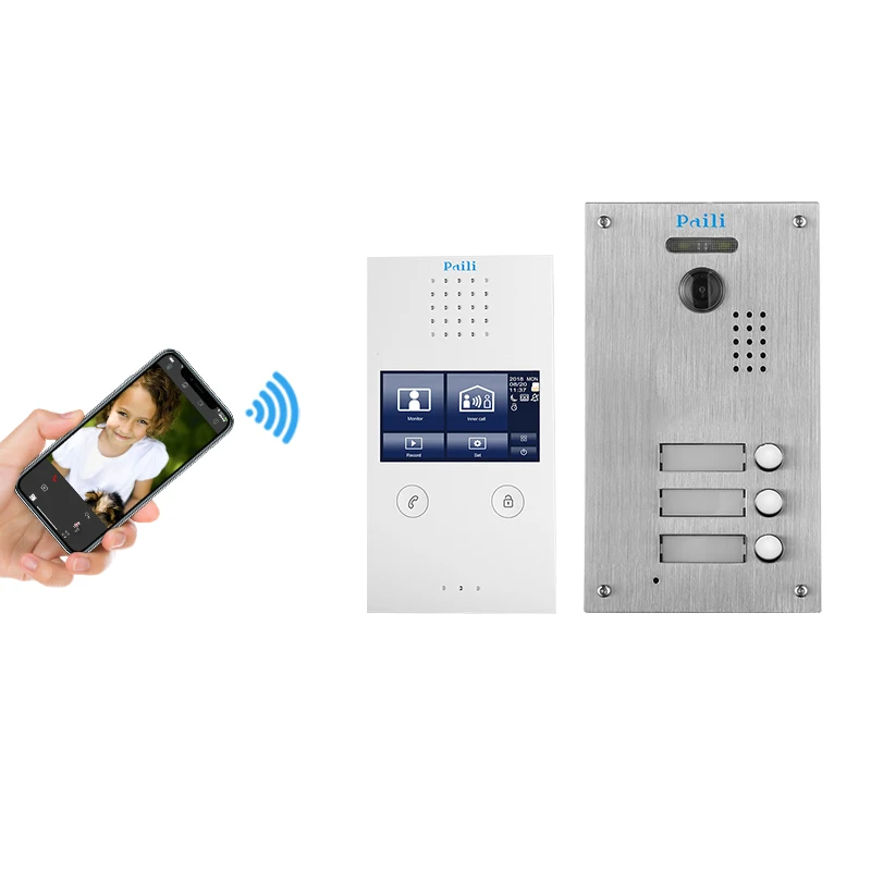Multi family 6 apartamentos units room monitor ip video intercom kit indoor station intercom system