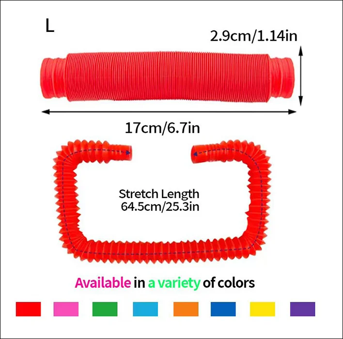 Unisex Plastic Pop Tubes Fidget Toy Sensory Fidget Tube for Kids 2-4 Years Classroom Fidget Toy for Autism Popping Sensation