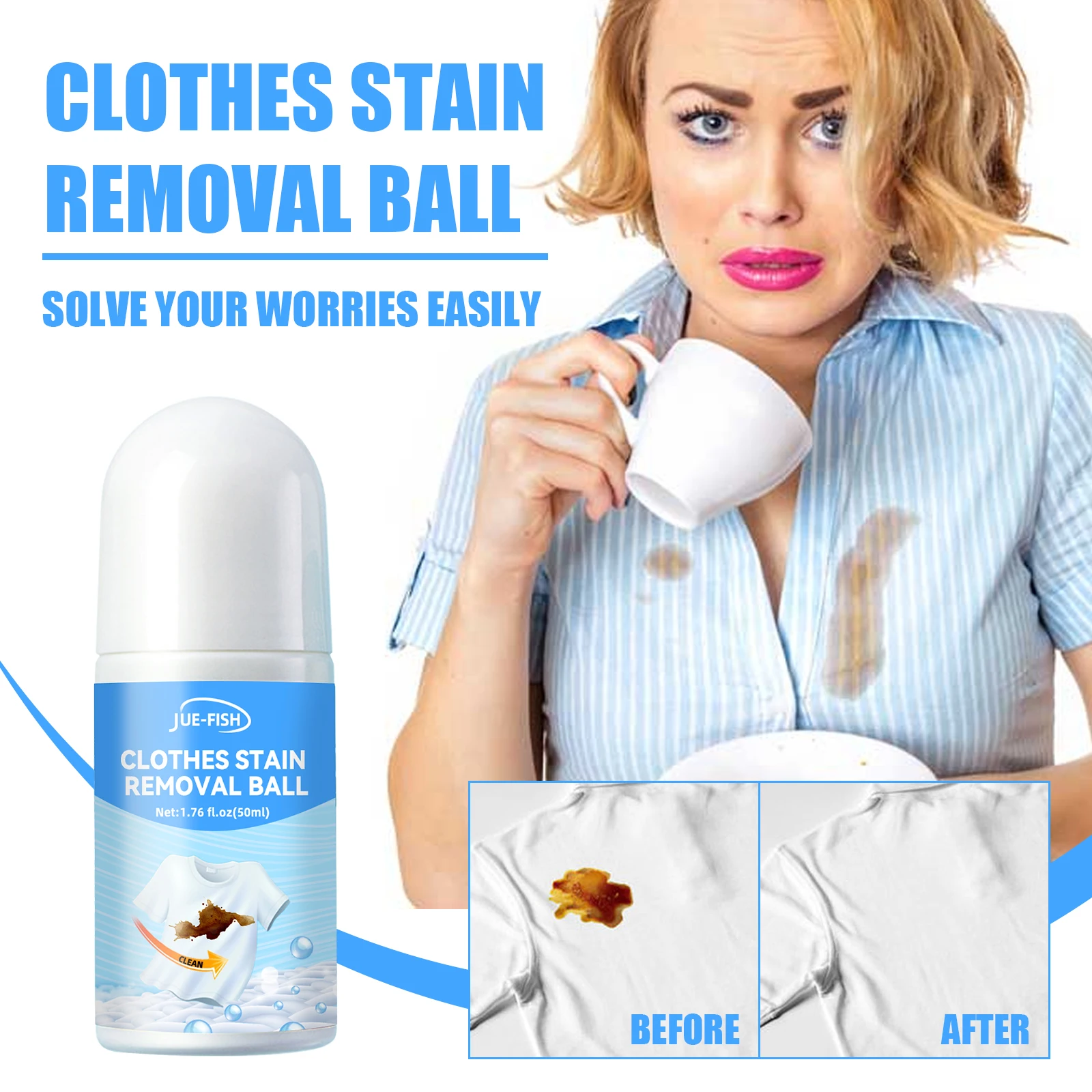 JUE-FISH Clothes Stain Removal Rolling Ball Detergent Fabric Clothing Sofa Pants Cleaning Products Oil Stain Removing Ball