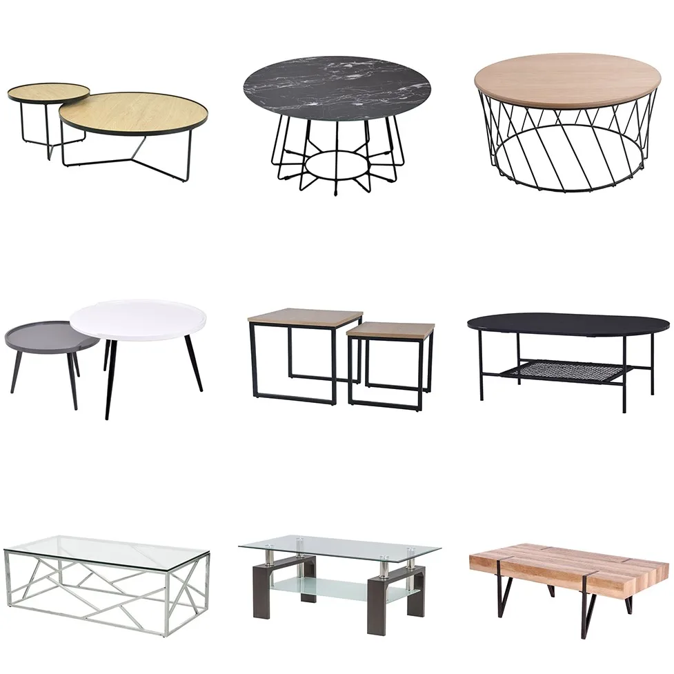 European Style Silver Bed Side Coffee Corner Table Set Living Room Furniture Nesting Chrome Ottoman Rose Gold Stone Coffee Table