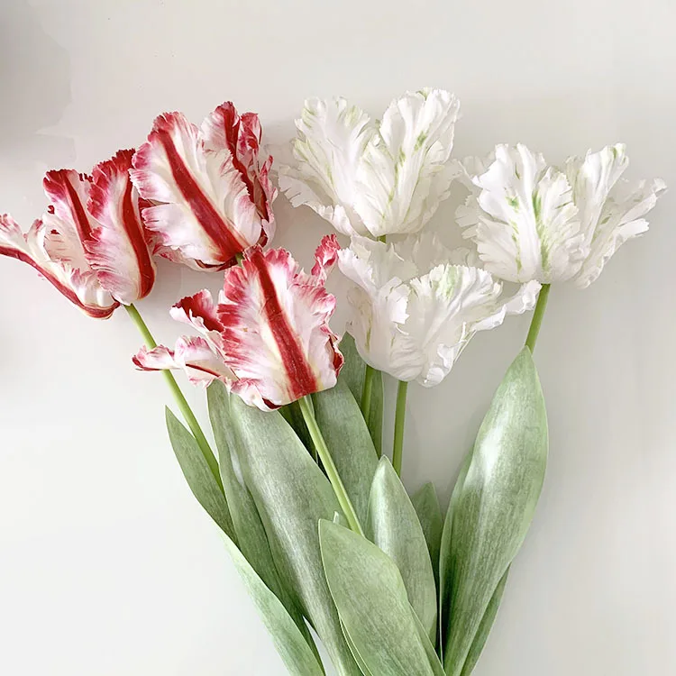 New Hot Sale 3D Parrot Tulip Single Touch Moisturizing Artificial Tulip Artificial Flower For Home Wedding Decoration