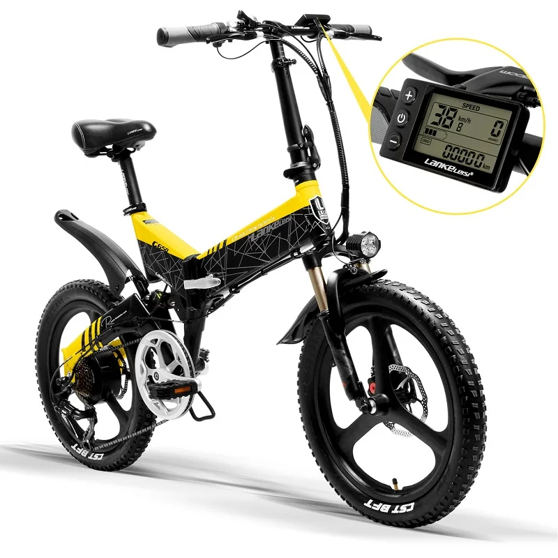  Китай поставщик 20 дюймов складной электрический велосипед LANKELEISI G650 Электрический 400 Вт Мотор 14.5AH L G литиевая батарея 48В фара для