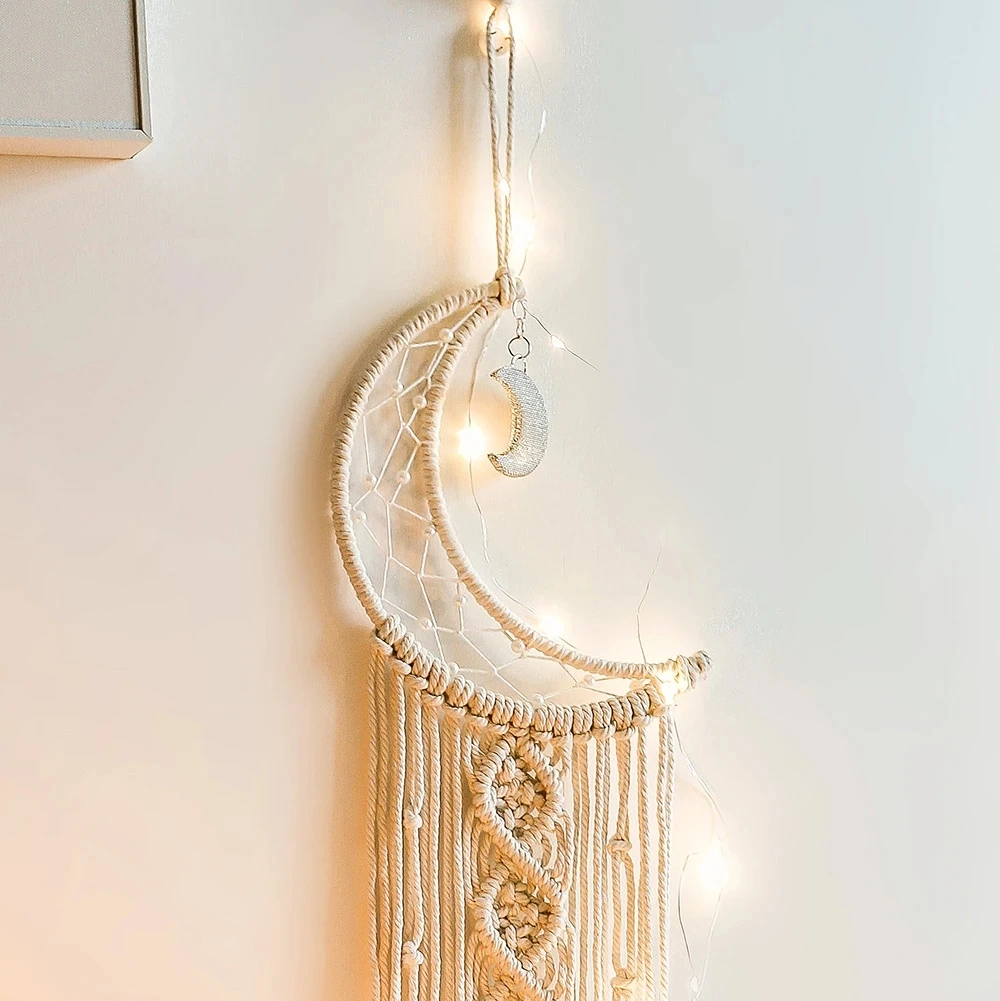 Home Decoration Bohemian Macrame Tapestry Moon Dream Catcher Wall Hanging