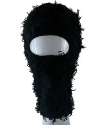 New Full Face Cover One Hole Storm Distressed Balaclava Designer Knit Hat Grassy Beanie Winter Ski Mask