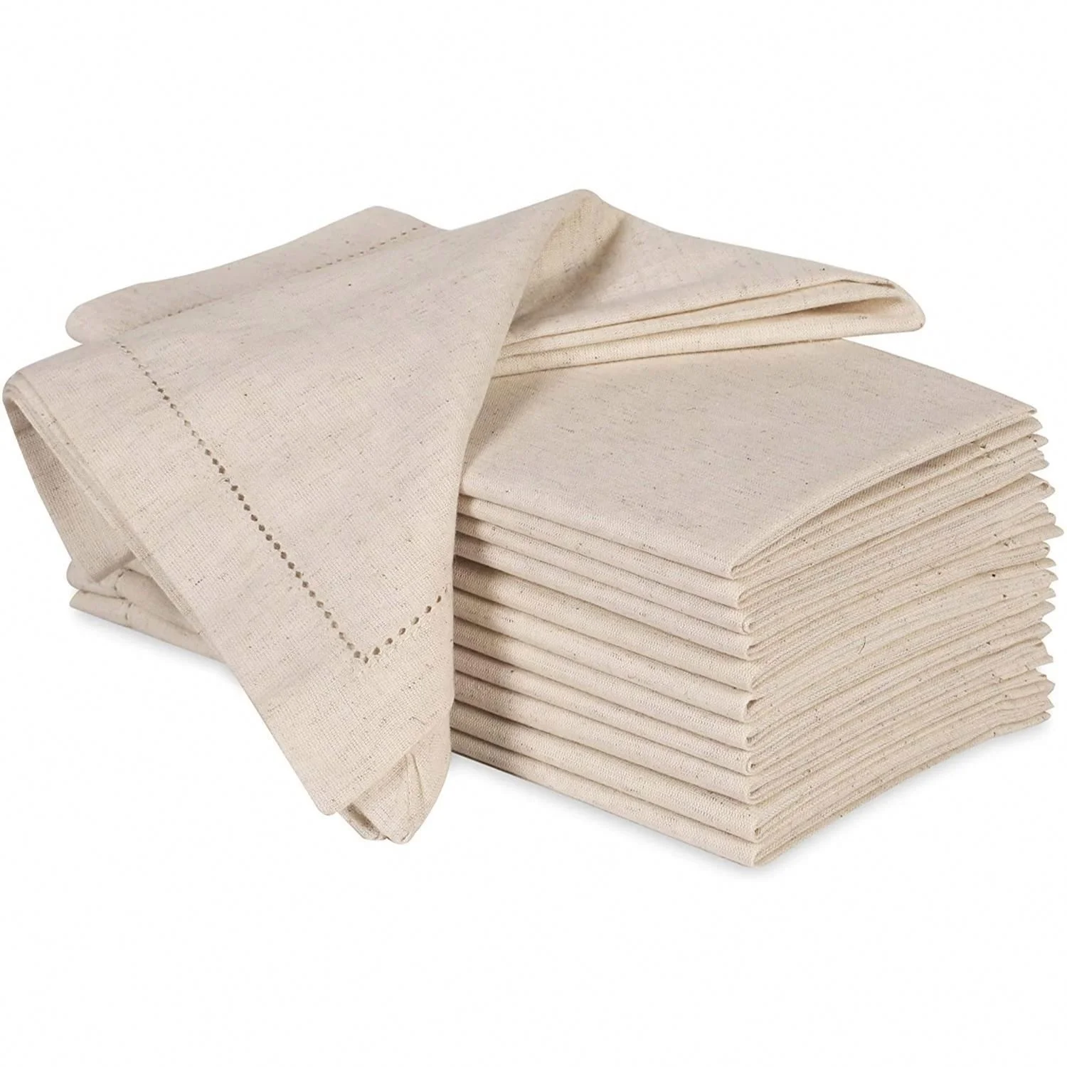 China Supplier Best Selling Wholesale White Napkins Linen Napkin 100% Hand Hemstitch Napkin