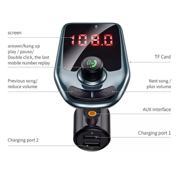 Amazon Wireless Car Mp3 Player Portable FM Transmitter Dual USB 3.1A Car Charger