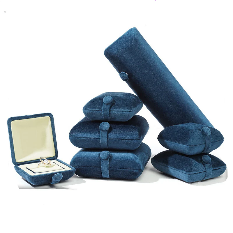 Velvet Jewelry Storage Box Button Buckle Pearl Necklace Earring Bracelet Packaging Jewelry Gift Box