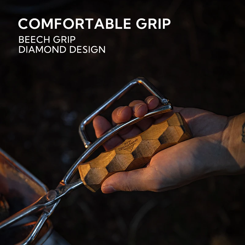 Campingmoon Folding Garden Steel Firewood Tongs Camping Portable foldable outdoor camping Charcoal Tongs
