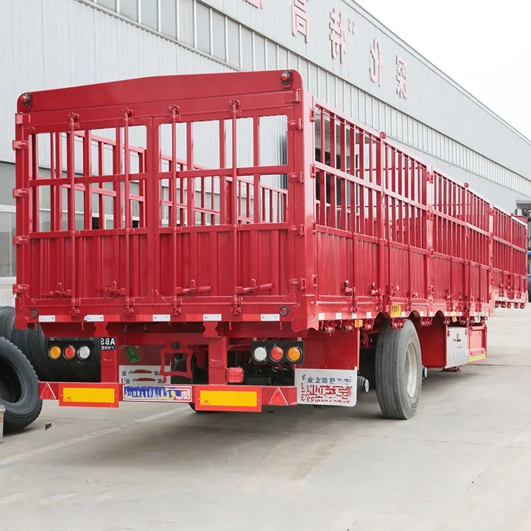 Heavy Duty 3 axles 40 ton 50 ton 60 ton stake fence Rear Dumper truck trailer for sale