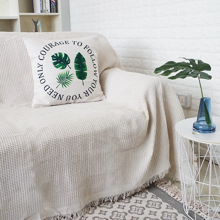 Factory stock Nordic simple plain Waffle sofa blanket decoration cloth sand hair towel