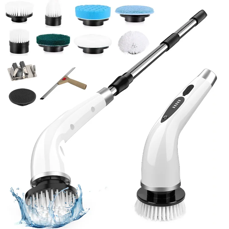 2024 New 10 in 1 Power Fartvolus Toilet Long Handle 360 Cordless Electric Spin Scrubber Cleaning Brush for Bathroom Kitchen