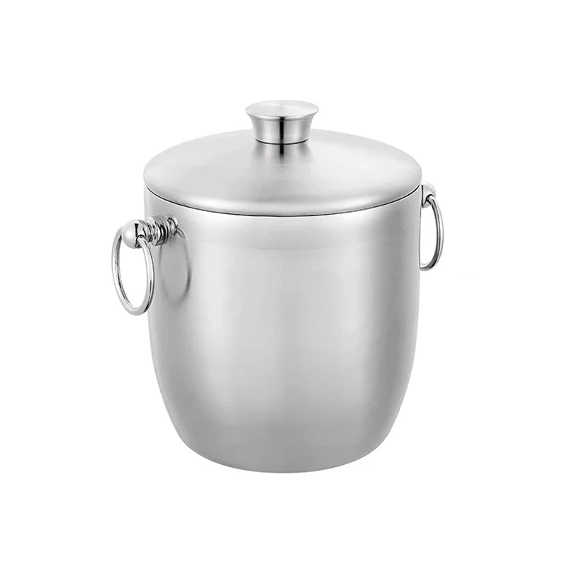 Hot sale metal ice bucket stainless steel double wall silver gold ice bucket with lid