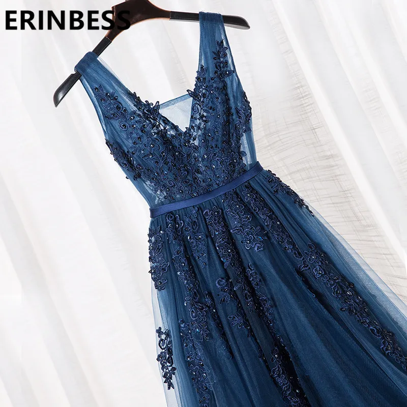 
Wedding Apparel & Accessories Vestido De Festa Neck Cap Sleeve Vintage Lace Appliques Beaded Navy Blue Bridesmaid Dresses Wome 