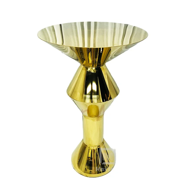 Luxury Wedding Bar Furniture All Gold Stainless Steel Round High Bar Table
