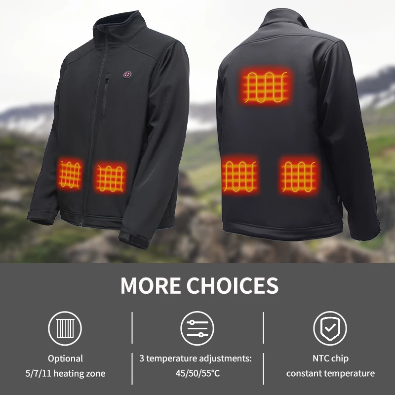 Heated Jacket Battery Puffer Mens Bike Motorcycle Reactive App Control Usb Winter Waterproof Soft Shell Electric Heating Jacket