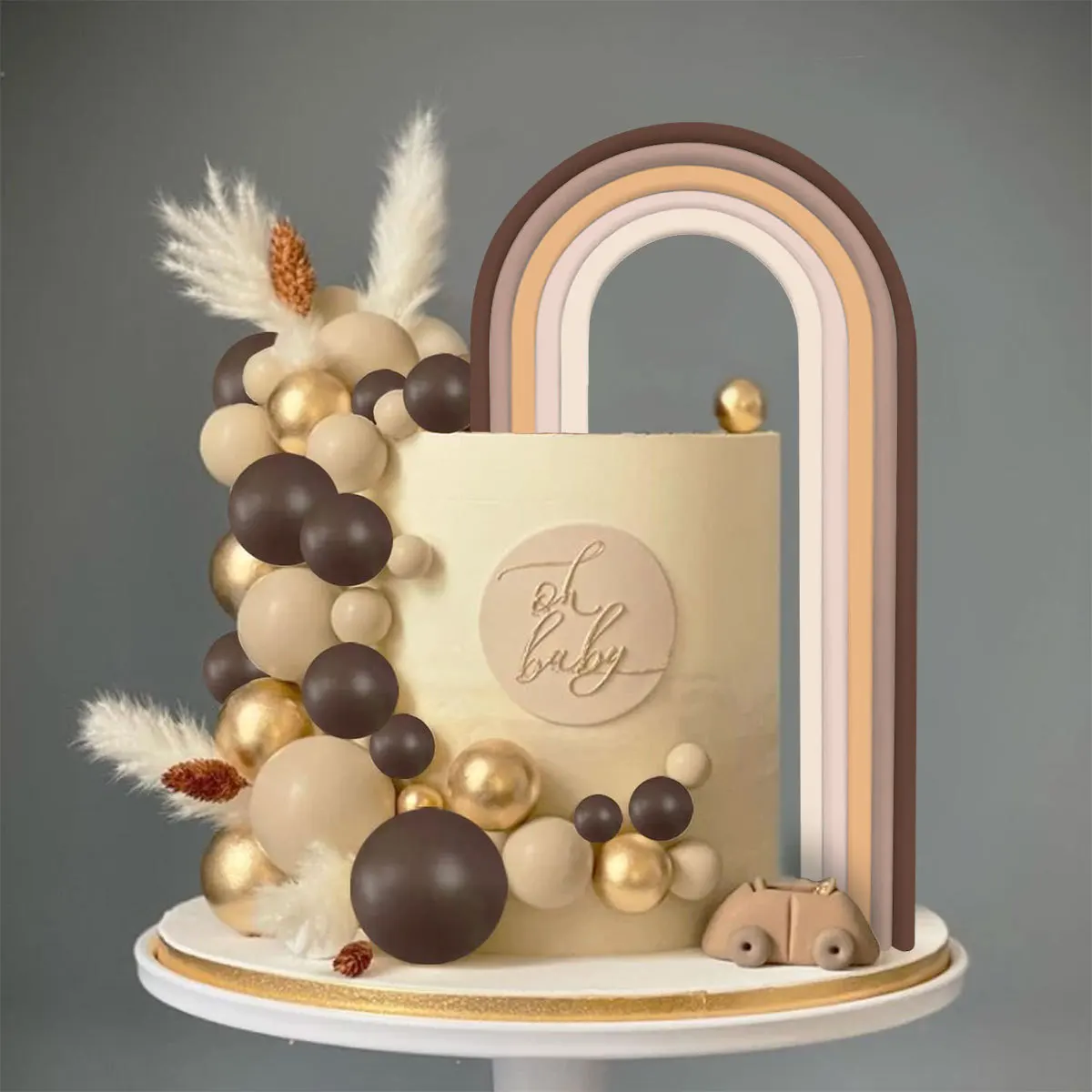 6 Colors Rainbow Cake Topper for Baby Birthday Party cupcake topper for baking DIY Boho Baby Shower Wedding cake accessories