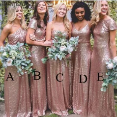 Morili Rose Gold Sequins Bridesmaid Dress Long Junior Wedding Guest Dress For Wedding Party Brides Maid Dresses  MBLB516