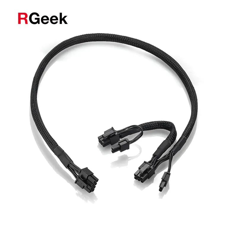 RGeek Braided 8 Pin Male to Dual 8 Pin 6+2 Pin PCIe Male Power Supply Splitter Adapter Cable for Corsair PSU Power Supply