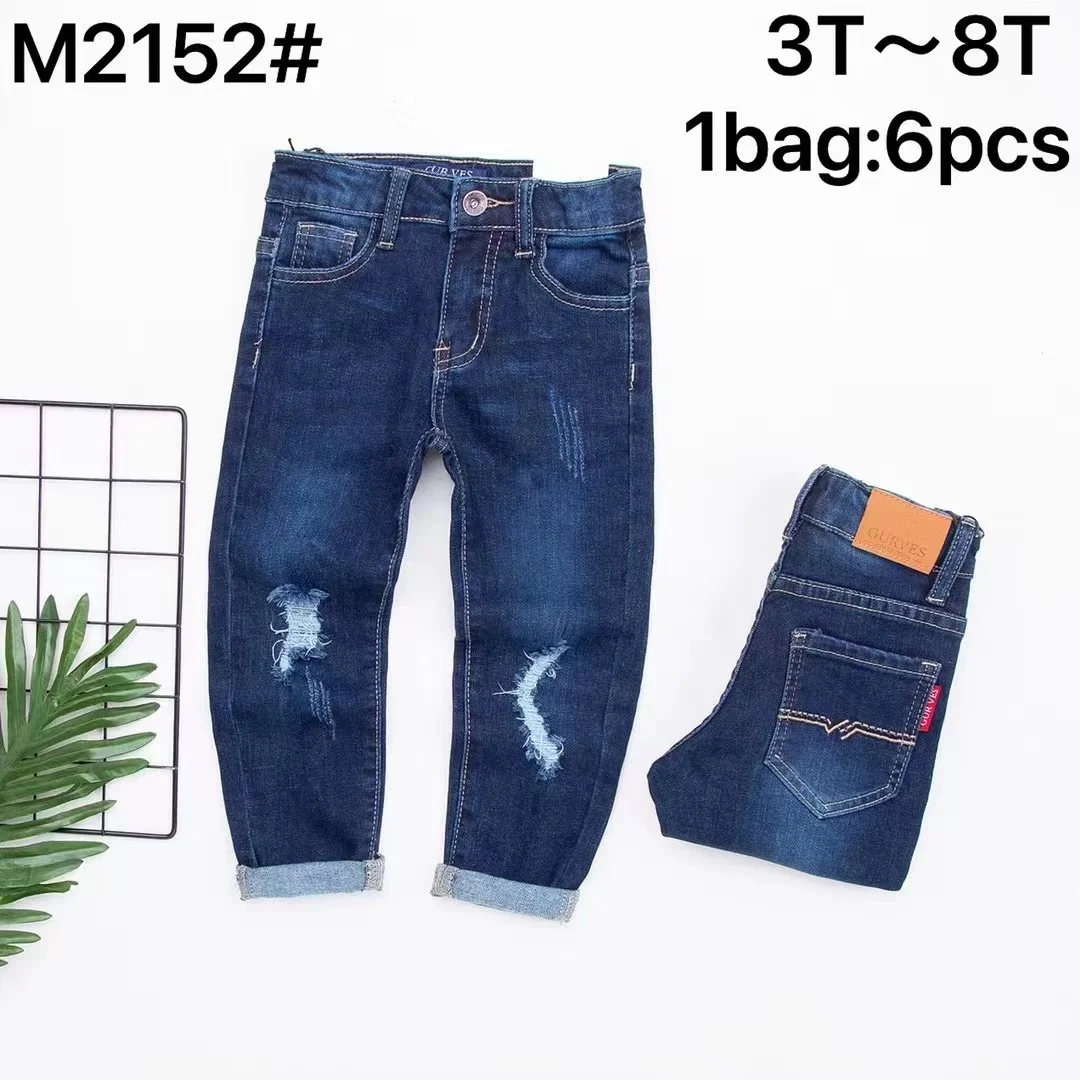Wholesale Price kids Clothing Ripped Washed Denim Jeans for Children 3-8Y Casual Style Spandex Boys Jean