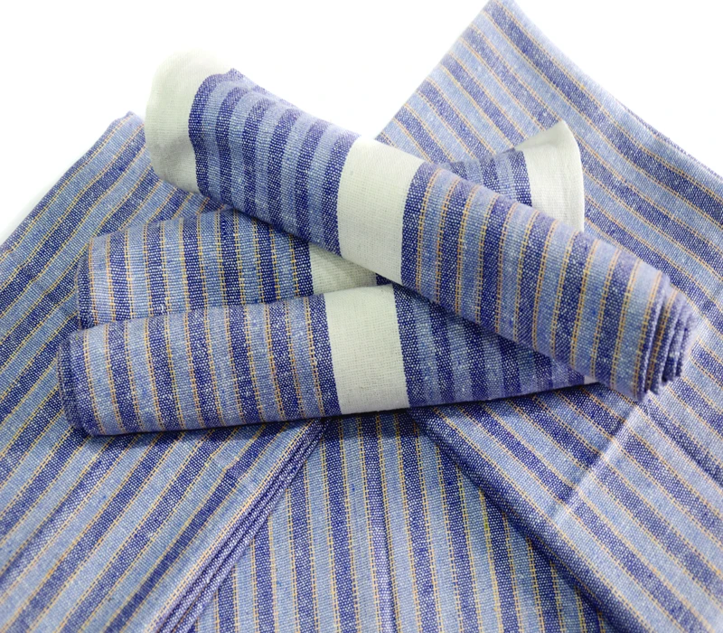 100% Cotton Two Tone Stripe Kitchen Tea Towels Super Absorbent 50x70 Cm