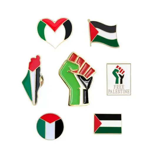 Free Palestine Flag brooch National flag Metal badge Clothing accessories cross-border