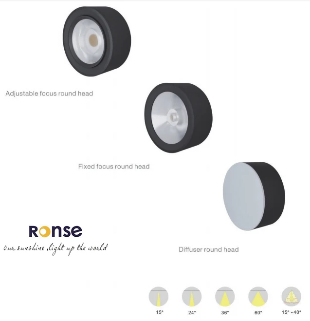 RONSE 110V Indoor IC Driver Cylinder Junction Box Round Rail Track Light System Ip20 20watt 30watt 40watt Led Track Light