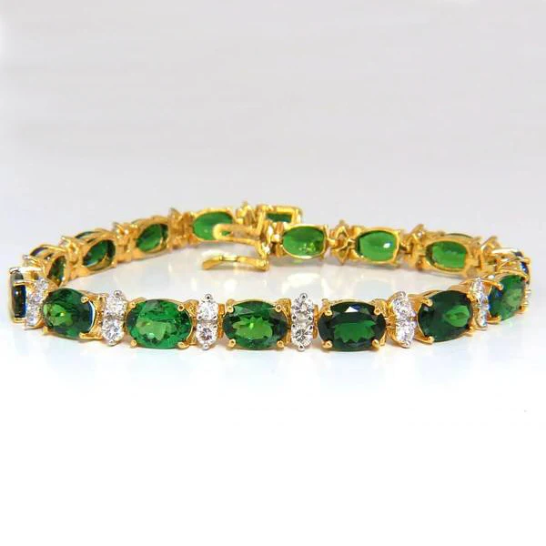 18K Yellow Gold Purple Black Diamond Pink Blue Sapphire Tennis Bracelet Natural Bright Green Diamond Tennis Bracelet for Women