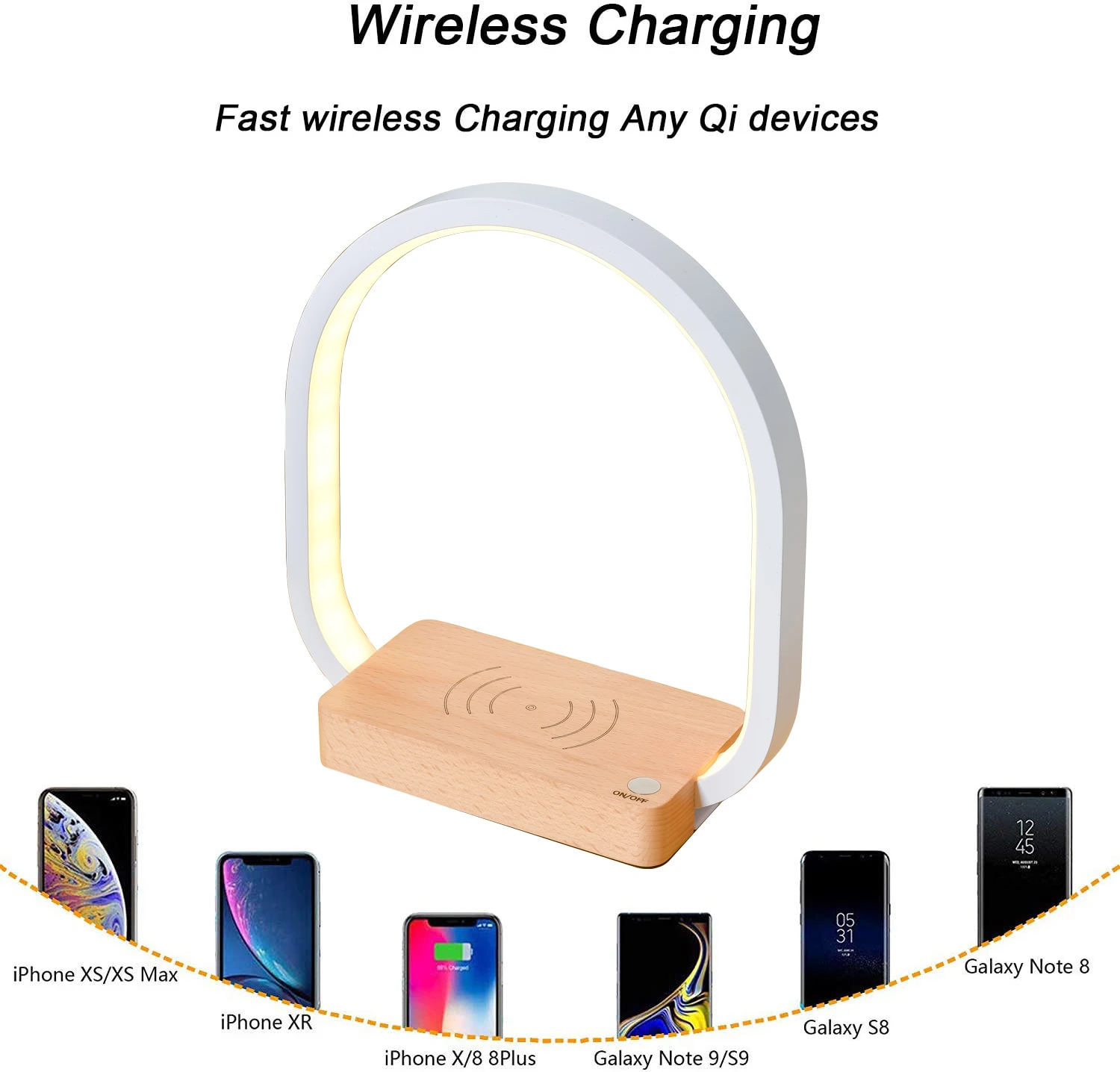 Amazon Sensor USB Charging LED Mood Desk Light Wooden Smart Sensing Induction Table Lamp Wireless Lamp Light