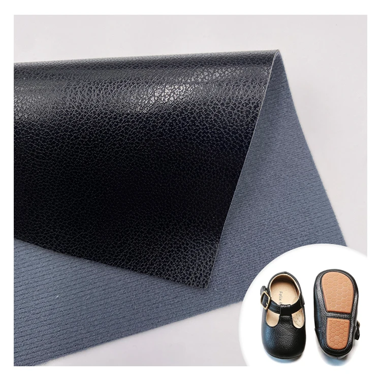 Manufacturer Wear Resistant Embossed Fabric Rolls Printed Water Based Faux Leather Black For Baby Shoes
