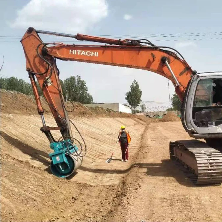 Self cleaning drum Slope Compactor for Excavator usefulfor Digging And Levelling Soil Irrigation Canal the trench pit compaction
