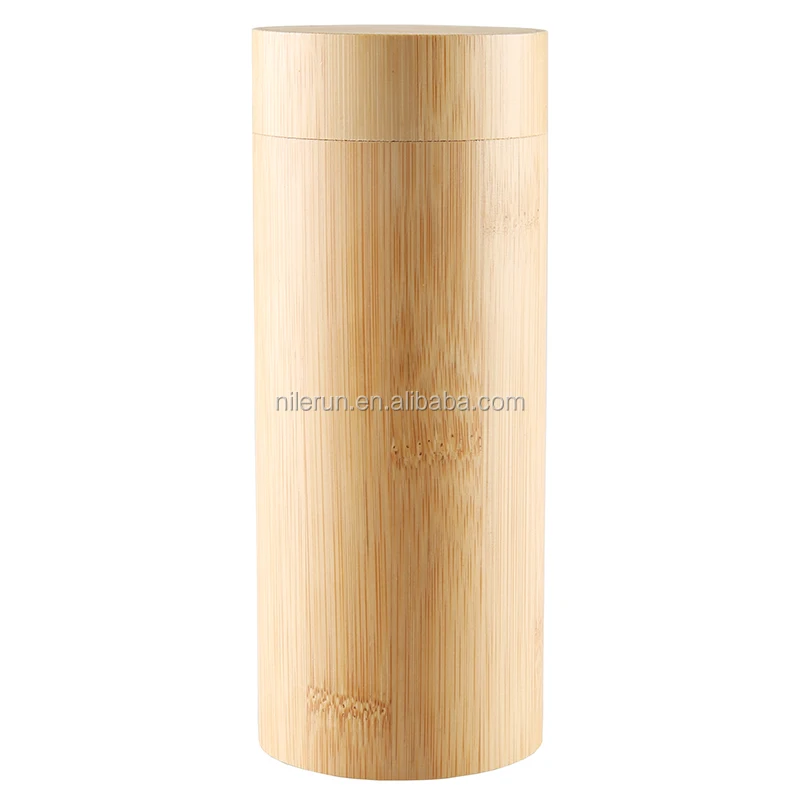 round tube barrel cylinder bamboo wooden eyewear box eyeglasses case
