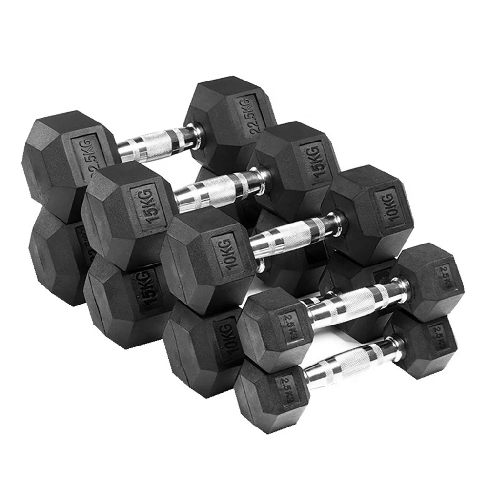 
In stock ready to ship fillable fitness 10 kg hex dumbbell rubber for sale for exercise 