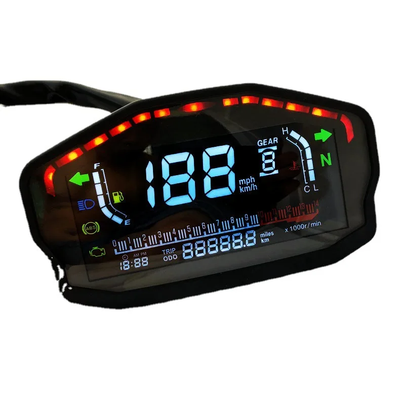 Wholesale Digital Odometer Motorcycle Speedometer Refit LCD Instrument Speed Adjustable 1-6 Gear
