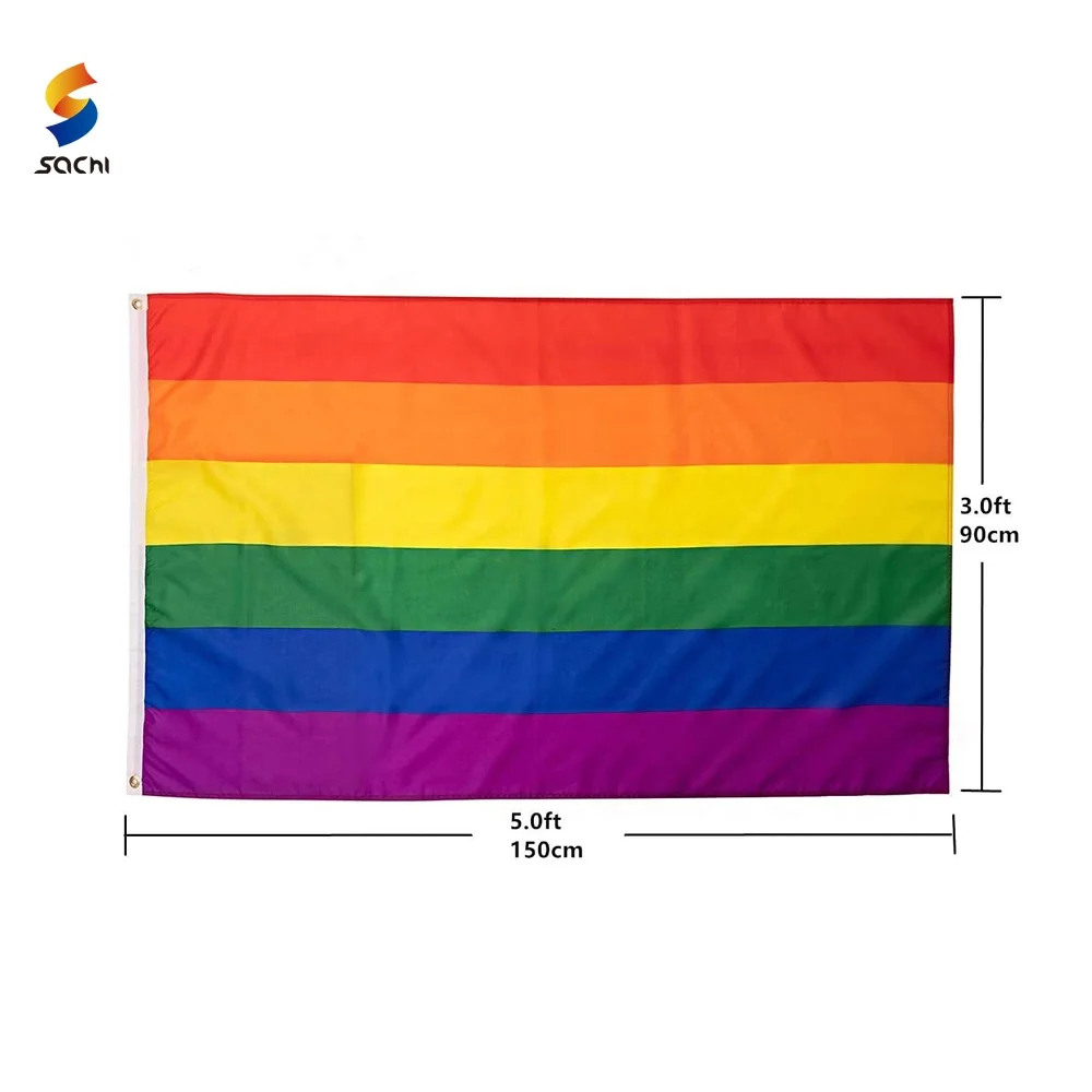 outdoor plastic pole hang waving flag rainbow flag wholesale  rainbow lgbt flag