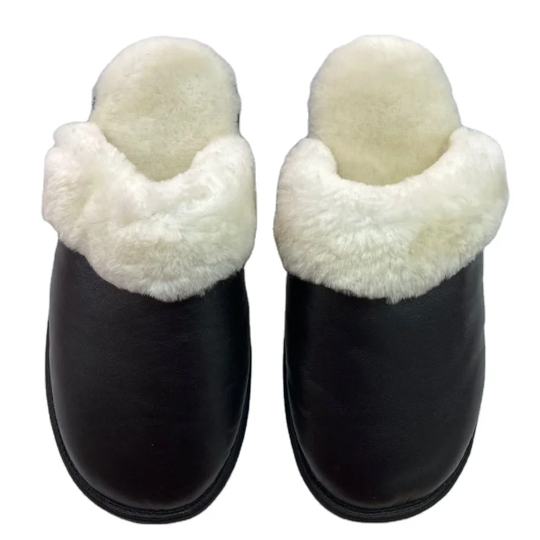 Indoor Fur Slippers Leahter Australian Sheepskin EVA Outsole Natural fur 100% Color Slippers For Home
