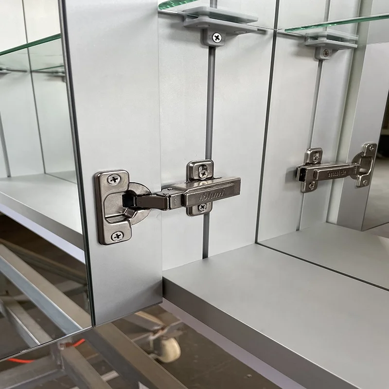 Storage Wall Lighted Bathroom Mirror Medicine Cabinet with Defogger and Interior Mirrors