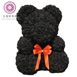 Hot Wholesale valentines day gifts artificial flowers single bear made out of roses with pvc gift box