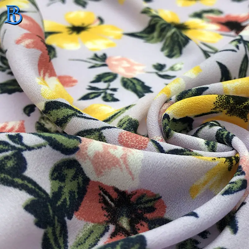 75D Como Moss Crepe Printed With Pleated Chiffon Print Fabric For Dress Trousers Skirts