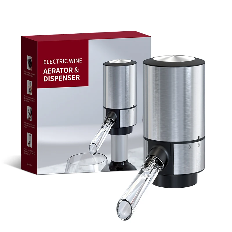 2021 New Stainless steel Rechargeable or Battery Operated Electric Wine Decanter  Wine Aerator And Dispenser