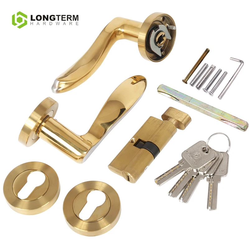 High Quality Hardware Lock Handle Luxury Door Rosette Cylinder Escutcheon Stainless Steel Tubular Lever Door Handle Key