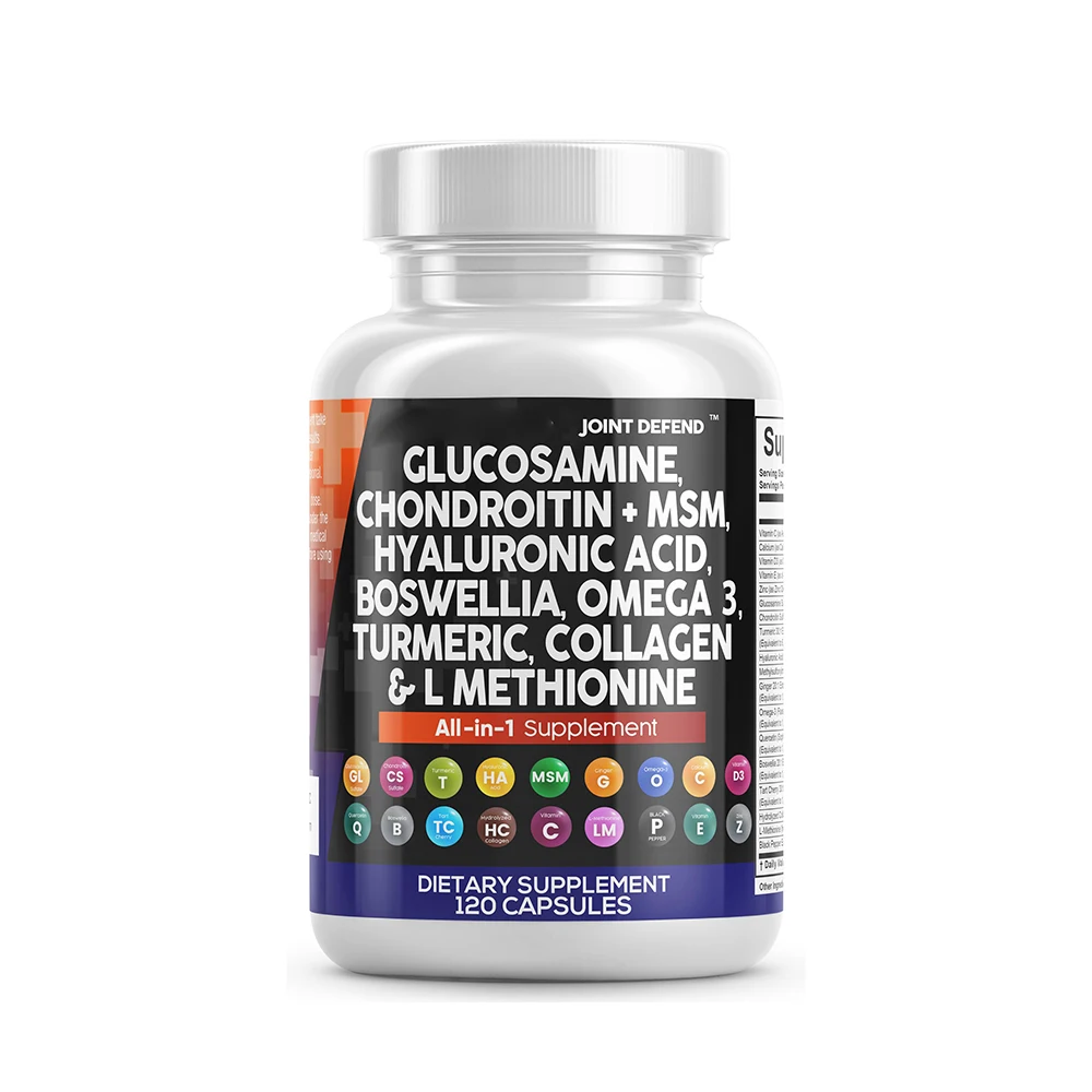 Glucosamine Chondroitin MSM Capsule Hyaluronic Acid Boswellia Omega3 Turmeric Capsule ALL IN ONE Collagen Capsules with LOW MOQ