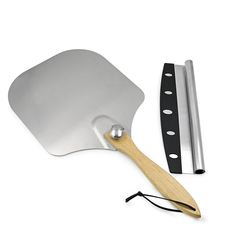 Foldable Perforated Pizza Peel Wood Transfer Tray Kitchen Baking Tool Premium Aluminum Wooden Pizza Peel