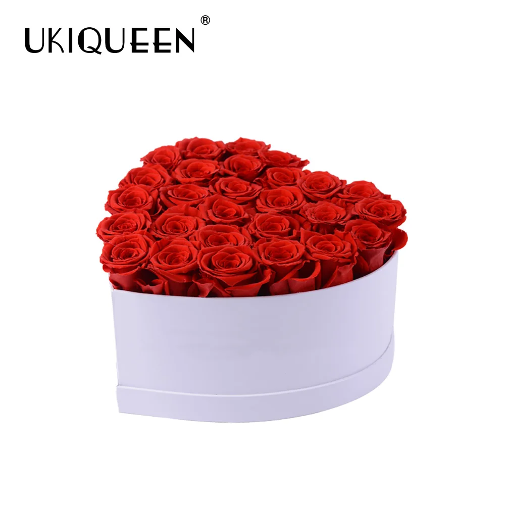 UKIQUEEN Wholesale Wedding Decor High Quality Heart Shaped Flower Box With Sponge For Preserved Roses