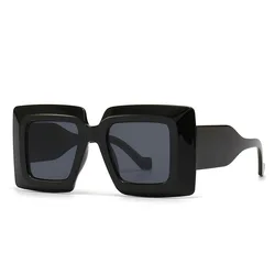 Vintage Oversized Square Stripe Frame For Women New Luxury Brand Oversized Zebra Print Sun Glasses Men Wide Leg Shades