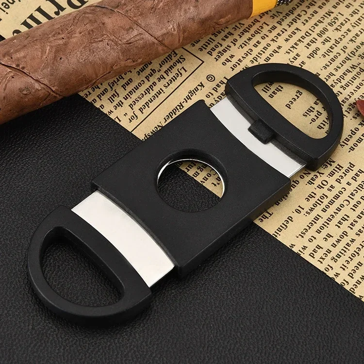 Factory Mini Portable Cigar Knife Guillotine Christmas Cigar Scissors Gift Black Cigar Cutter Stainless Steel Cigarette Cutter