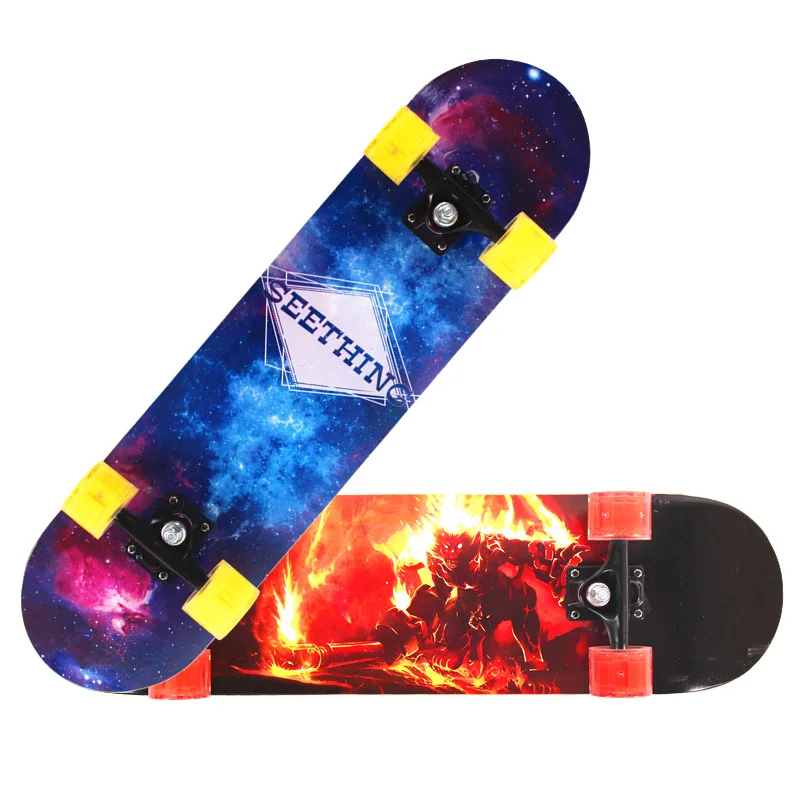 Wholesale Custom Beginner Four Wheels Skateboard Children Adults Double-warped Deck Wear-resistant Skateboards