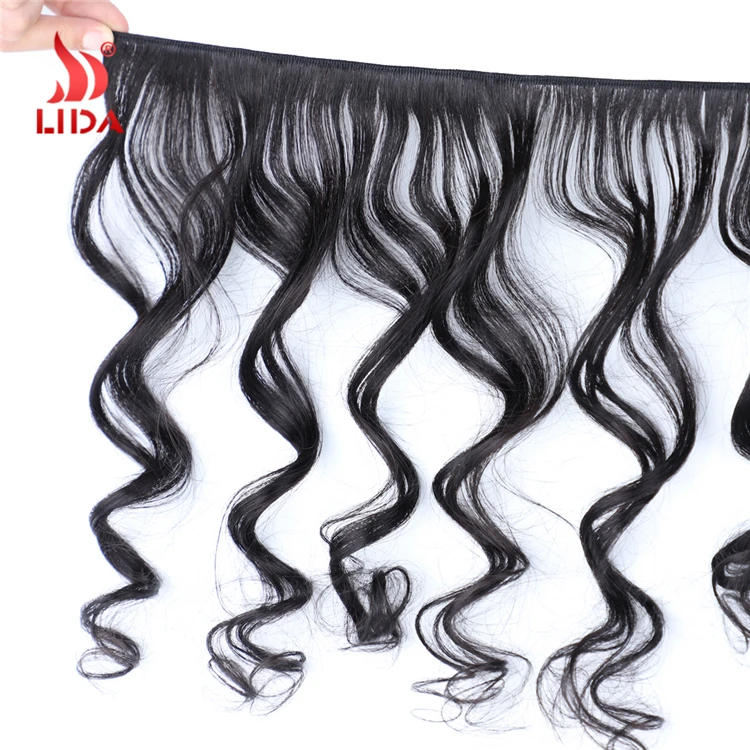 
Lida loose wave brazilian human hair extensions natural color middle ratio non-remy grade weaves bundles 
