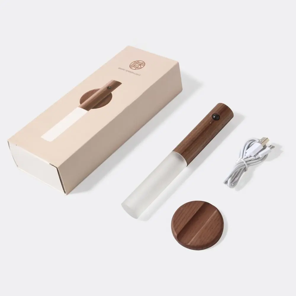 Usb Magnetic Intelligent Human Body Induction Lamp Wood Wireless Pir Motion Sensor Led Night Light
