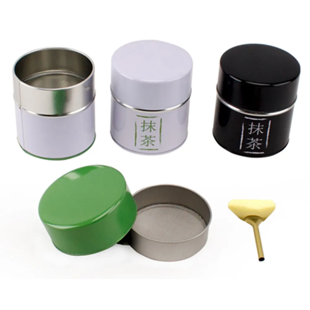 Minimalist Metal Storage Round Box Matcha Powder Tin Can For Loose Leaf Tea